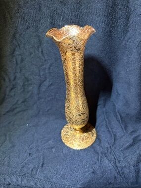 Glastonbury Gold Etched Bud Vases, Mid- Century